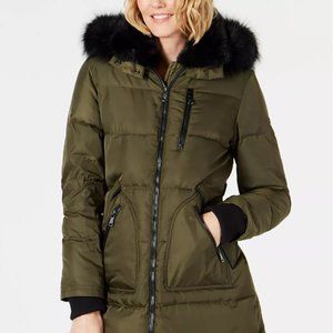 VINCE CAMUTO Faux Fur Trim Down Puffer Coat Women's Size XS